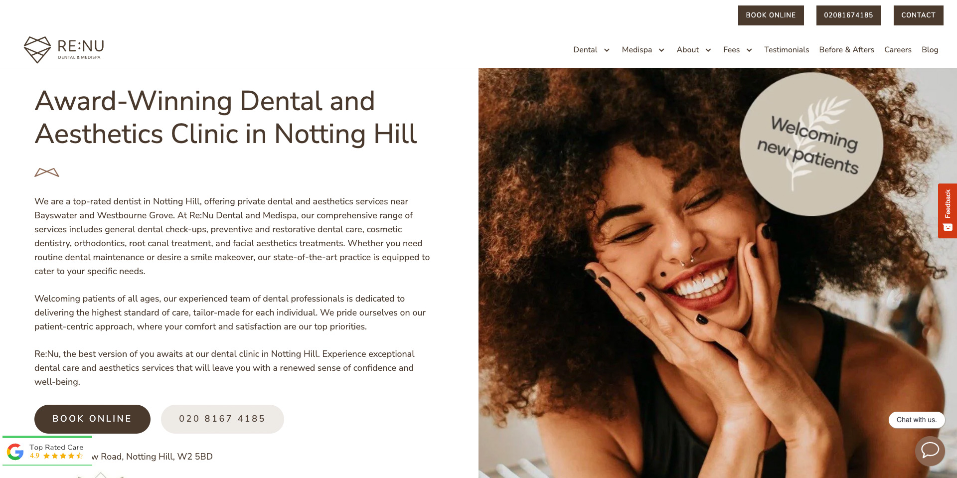 Renu Dental Home Page Design